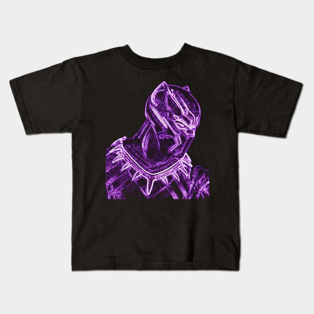 Black Panther NEON Kids T-Shirt by enchantingants